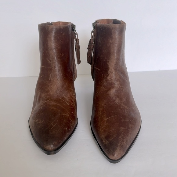 Franco Sarto Women's Spur Brown Leather Pointed Toe Ankle Boot Size 9 New - Picture 3 of 12